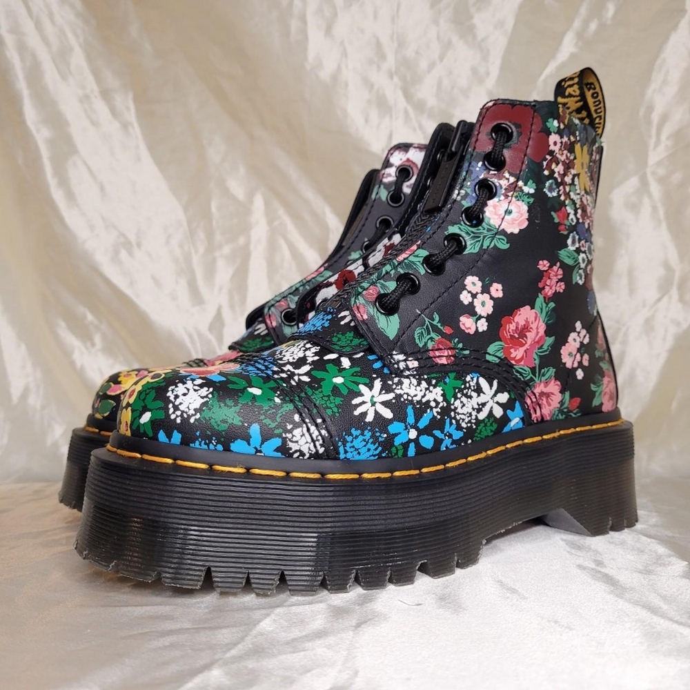 Dr. Martens Sinclair Floral Mashup leather platform boots